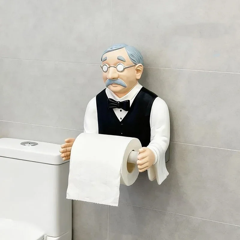 Old Butler Roll Paper Toilet Tissue Holder Bathroom Towel Holder Kitchen Hanging Rack Non Perforated Wall Mounted Storage Rack