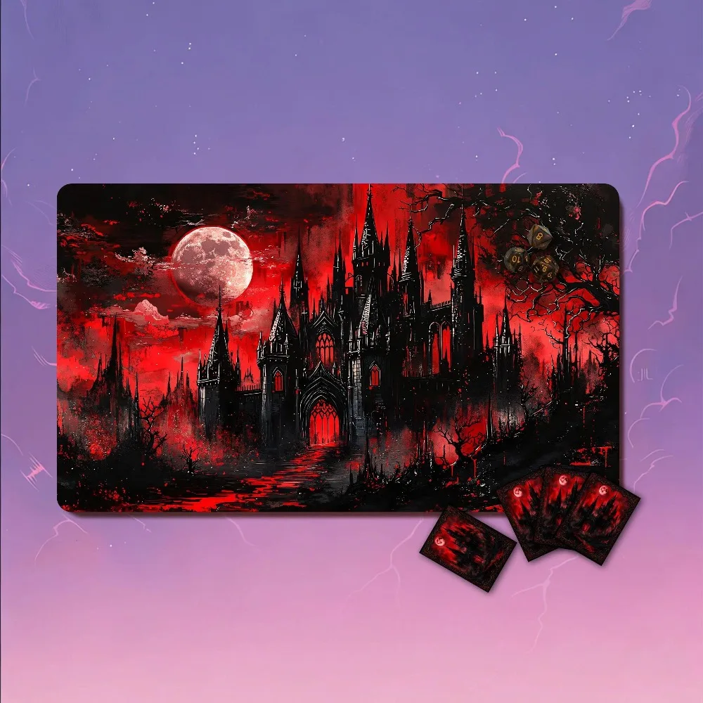 MTG Playmat, Blood Moon Vampire Castle TCG Desk Mat,Seam Options alfombrillas para escritorio tapis de souris