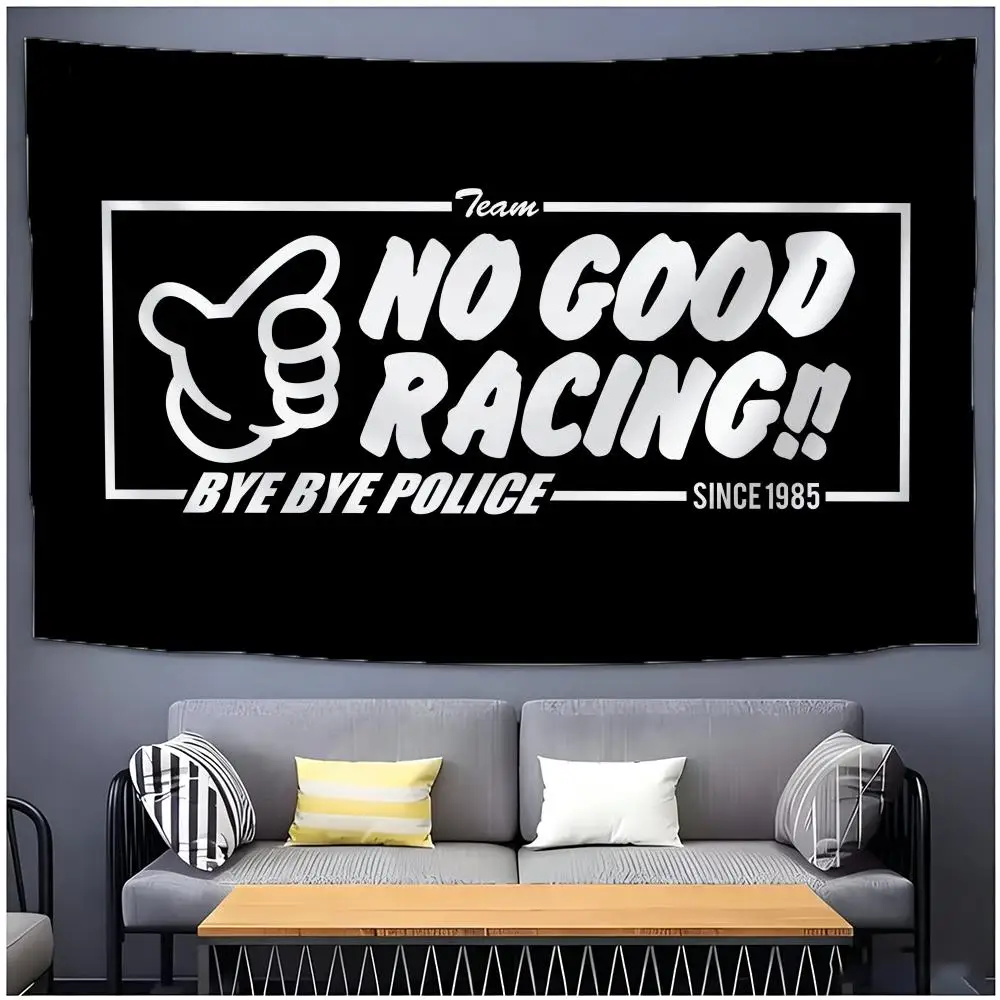 Racing Team Ngr No Good Racing Flags Daily Four Ring Borderless Design Indoor Outdoor Decor Easy to Hang Install