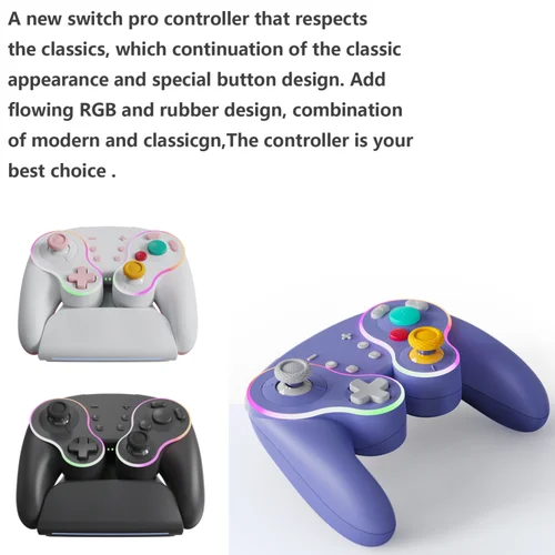 Mando Retro de carga inalámbrica, teclas traseras de seis ejes, luces deslumbrantes programables para Switch1 2 NS PRO, controlador de juegos de PC Android