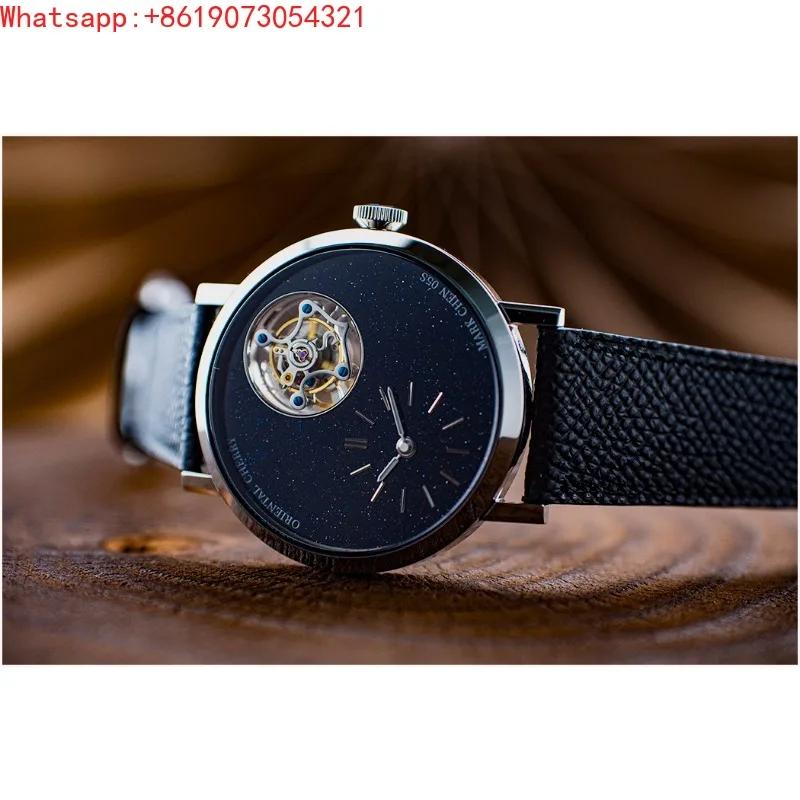 The Great Qin Empire MC-05 Tourbillon Mechanical Men's Casual Watch Blue Sandstone Lapis Lapis Custom Suspension 6340