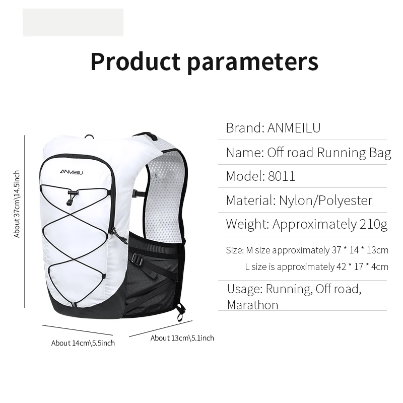 Anmeilu Running Backpack Outdoor Off road Running Mountaineering White Water Bag Bag Cycling Large Capacity Hiking Backpack