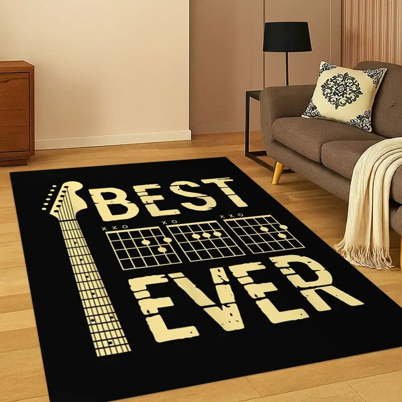 Music Theory Chart Guitar Chords Carpet Rug for Bedroom Living Room Sofa Playroom Doormat Home Decor,Kid Game Area Rug Non-slip