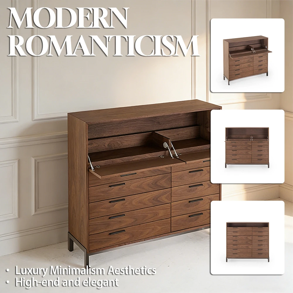 Customization Home Walnut Wood Modern Sideboard Cabinet Dining Room Kitchen Buffet Cabinet With Storage