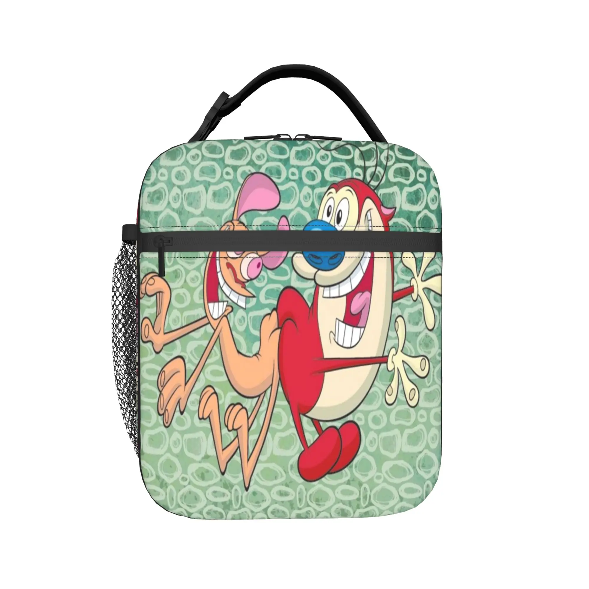  Duo Rucksack Ren & Stimpy  Insulated Lunch Bag for Men Women  Food Bag Reusable Cooler Thermal Lunch Boxes For Travel