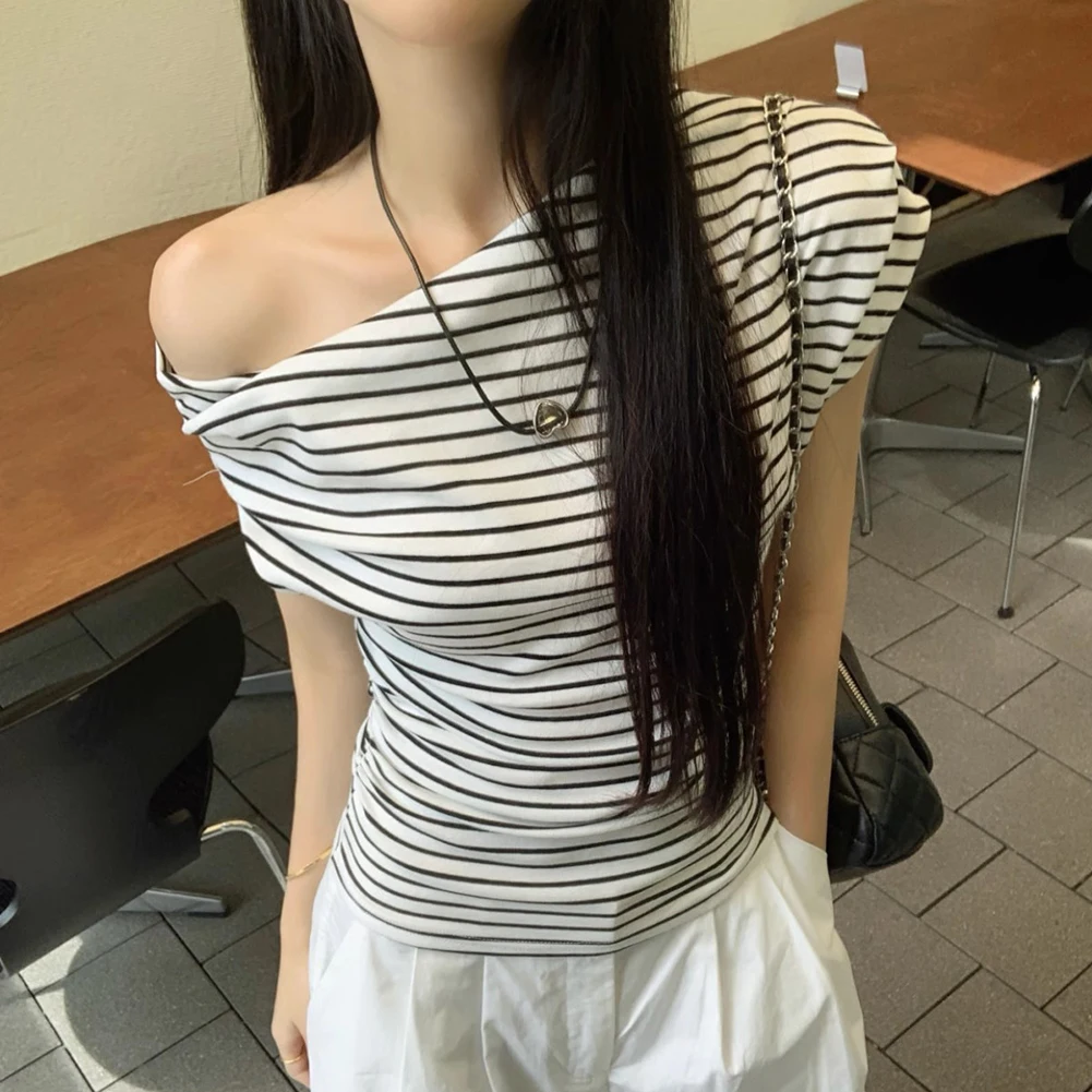 Roupas de férias moda menina quente gola de um ombro roupas regular comprimento leve tecido elástico moda diária