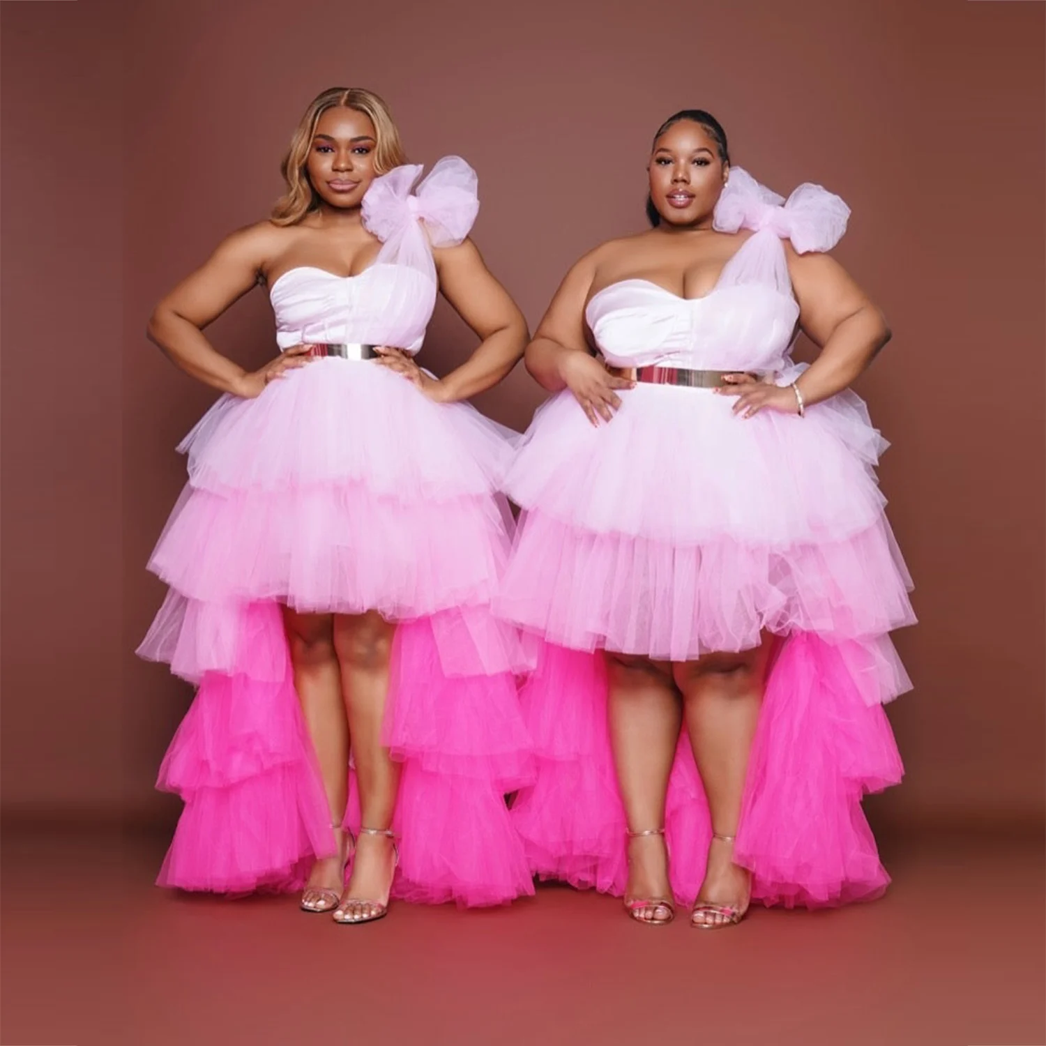 

Великолепные розовые платья для выпускного вечера на одно плечо, многоярусные вечерние платья из тюля А-силуэта, женские платья для свадебной вечеринки, официальная одежда