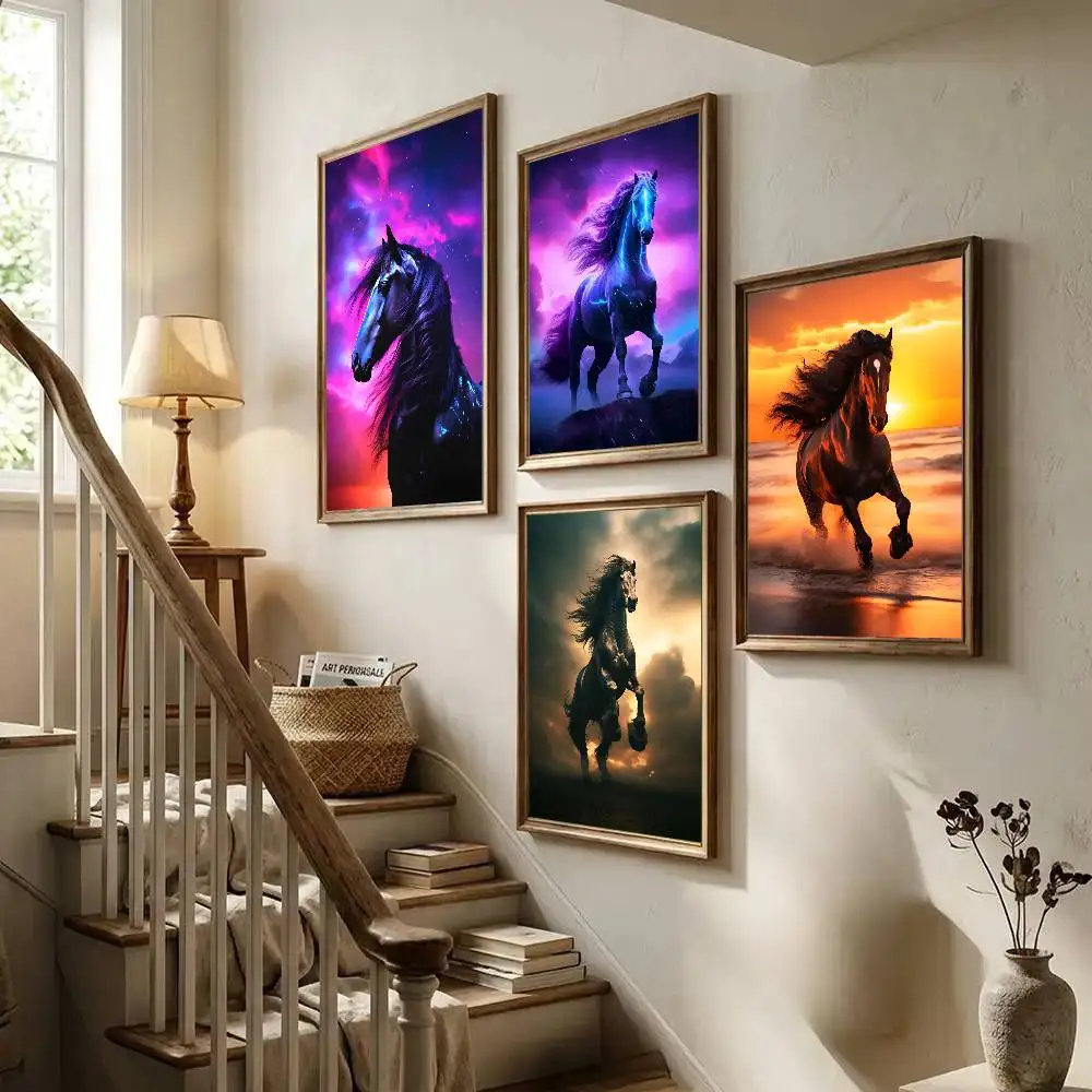 Black And White Wild Horses Canvas Paintings On The Wall Art Poster Art With Prints Home Bedroom Living Room Decoration Gift