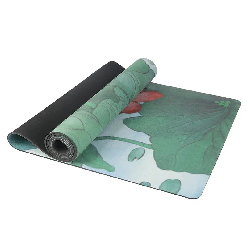 Wholesale Lotus Pattern Natural Suede Material Non-Slip Yoga Mat For Gym Sports Camping