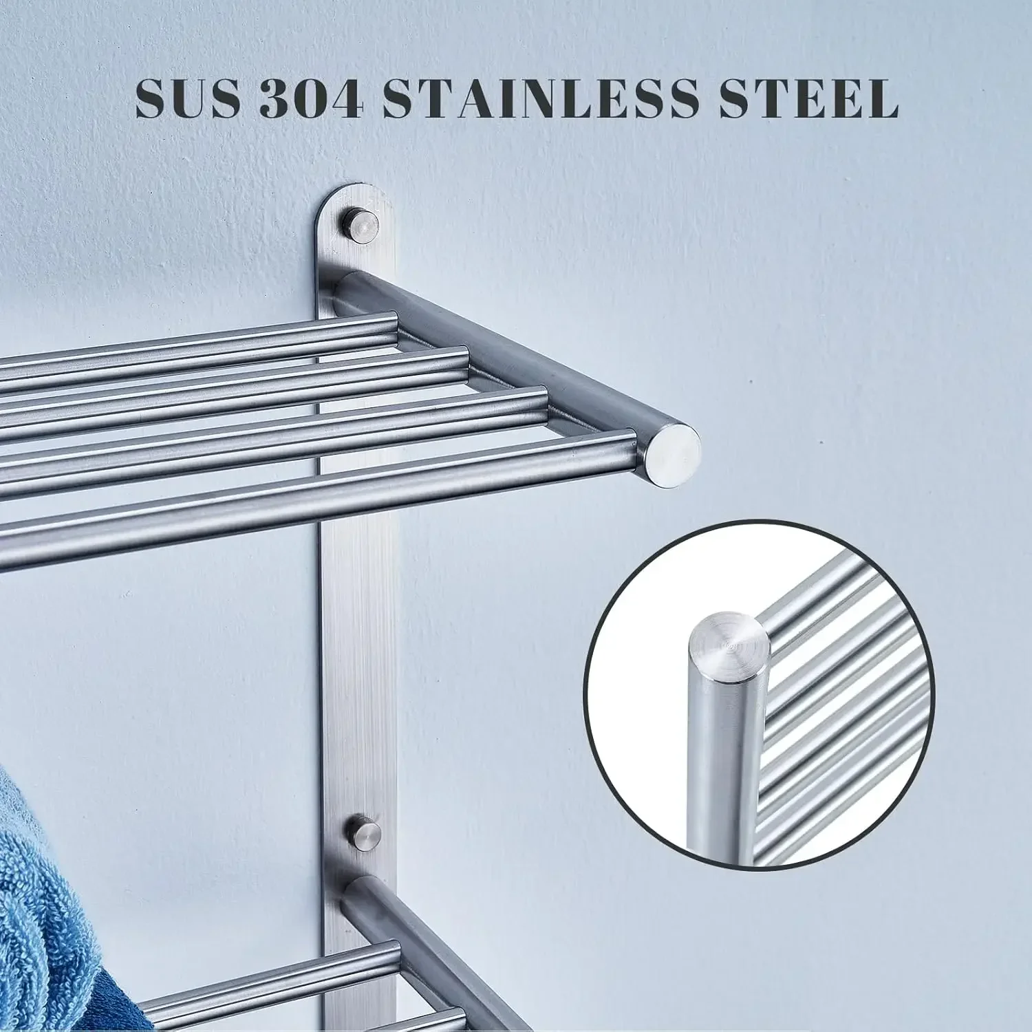 

[XMSJ]Towel Rack with 24-Inch Multilayer Hotel Racks 304 Stainless Steel Towel Bar Shelf Wall-Mounted Brushed Finish Bar withTow