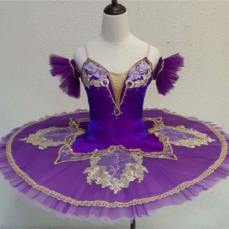 มืออาชีพคุณภาพสูงเด็กสาวสวมใส่กํามะหยี่บัลเล่ต์ Tutu สีม่วง