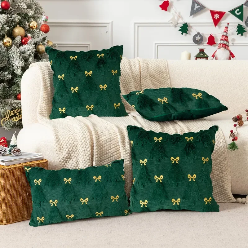 Cross-border Christmas tree series pillow cover does not contain core, living room sofa pillow, bedside cushion, office