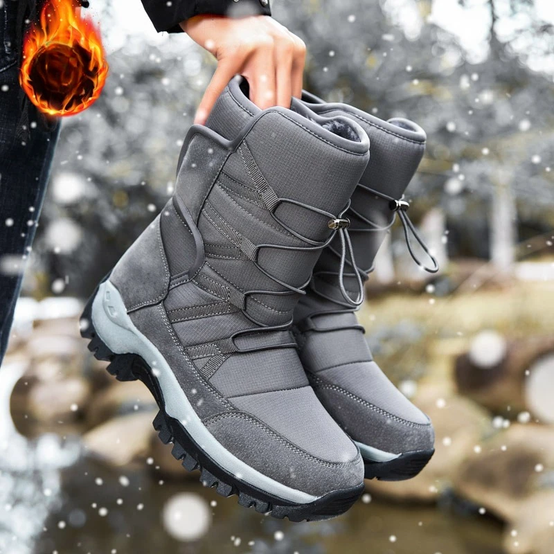 

Men's Winter Tactical Snow Boots - High-Top Thick-Soled Warm Plus-Size Cotton Boots, Non-Slip Outdoor Combat Boots