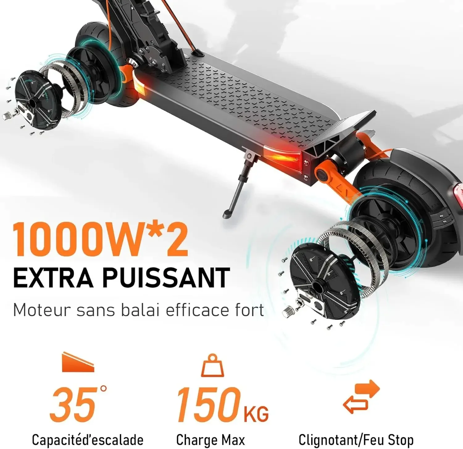 سكوتر E-Scooter 50 W 60 v18ah أقصى الأميال 75 forw سكوتر كهربائي للكبار مكابل هيدروليكية مزدوجة أمامية وخلفية #2