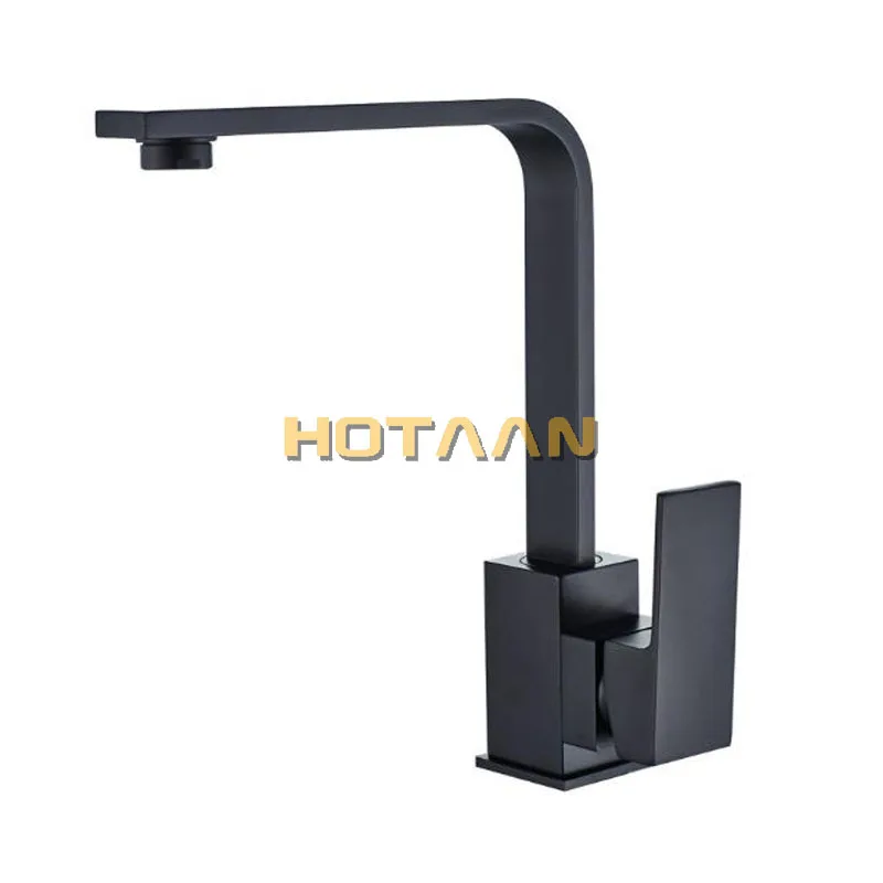 Black Square Kitchen Faucets 360 Degree Rotation Water Faucets Solid Brass oil rubbed bronze Kitchen Sink Tap Water Mixer