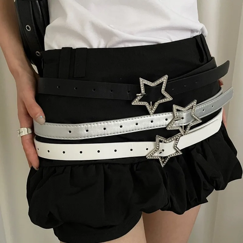 Spice Girls-Ceinture Étoile pour Femme, Reliure en Cuir Rose, Ceinture Ornée de Strass, Accessoire de Décoration Rétro, Rotterdam Kling, Y2k