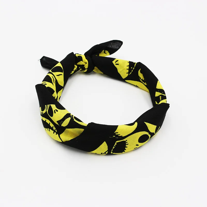 Yellow Skull Bandana Cotton Men Motorcycel Mask Hiphop Headband Headscarf Women Headwear Handkerchief