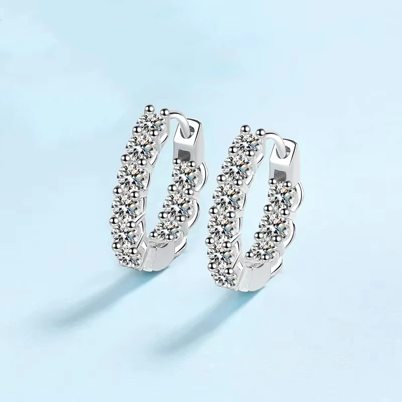 Wedding 18K White Gold Hoop Earrings for Women Engagement Fine Jewelry Girl 1.8Carat Moissanite Diamond Girlfriend Birthday Gift