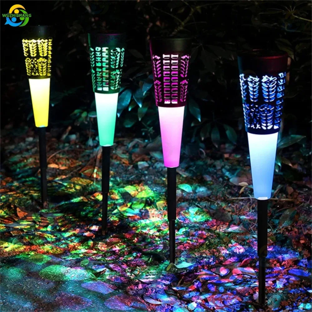 LED Solar Garden Lights, lâmpada impermeável para gramado paisagem, decoração de Natal, 2 modos de iluminação, RGB, branco quente, 4pcs