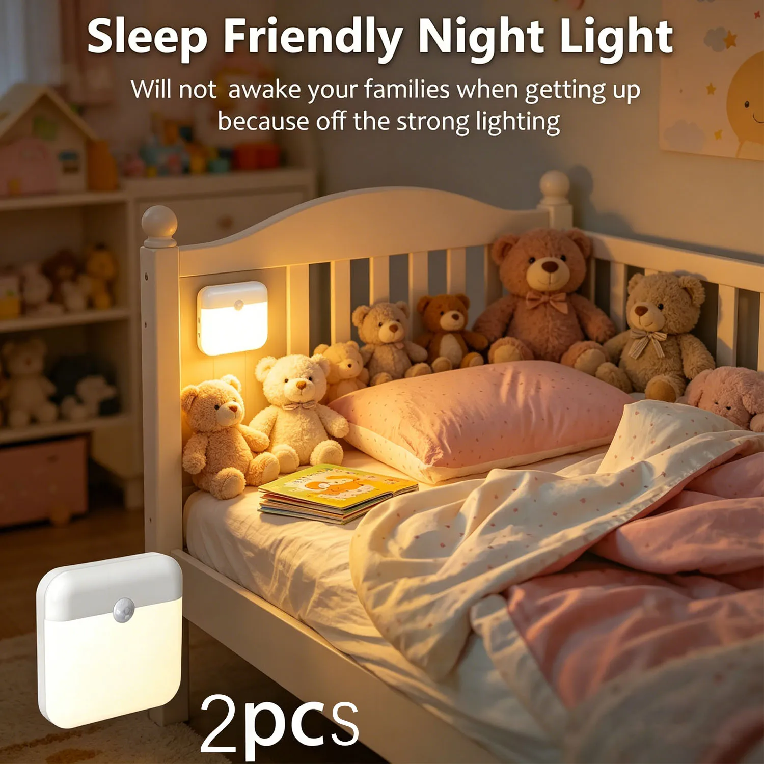 2 Packs LED Motion-Activated Magnetic Light – Stick & Go Anywhere! Ideal for Bedrooms, Bathrooms, Cabinets, Wardrobes and Stairs