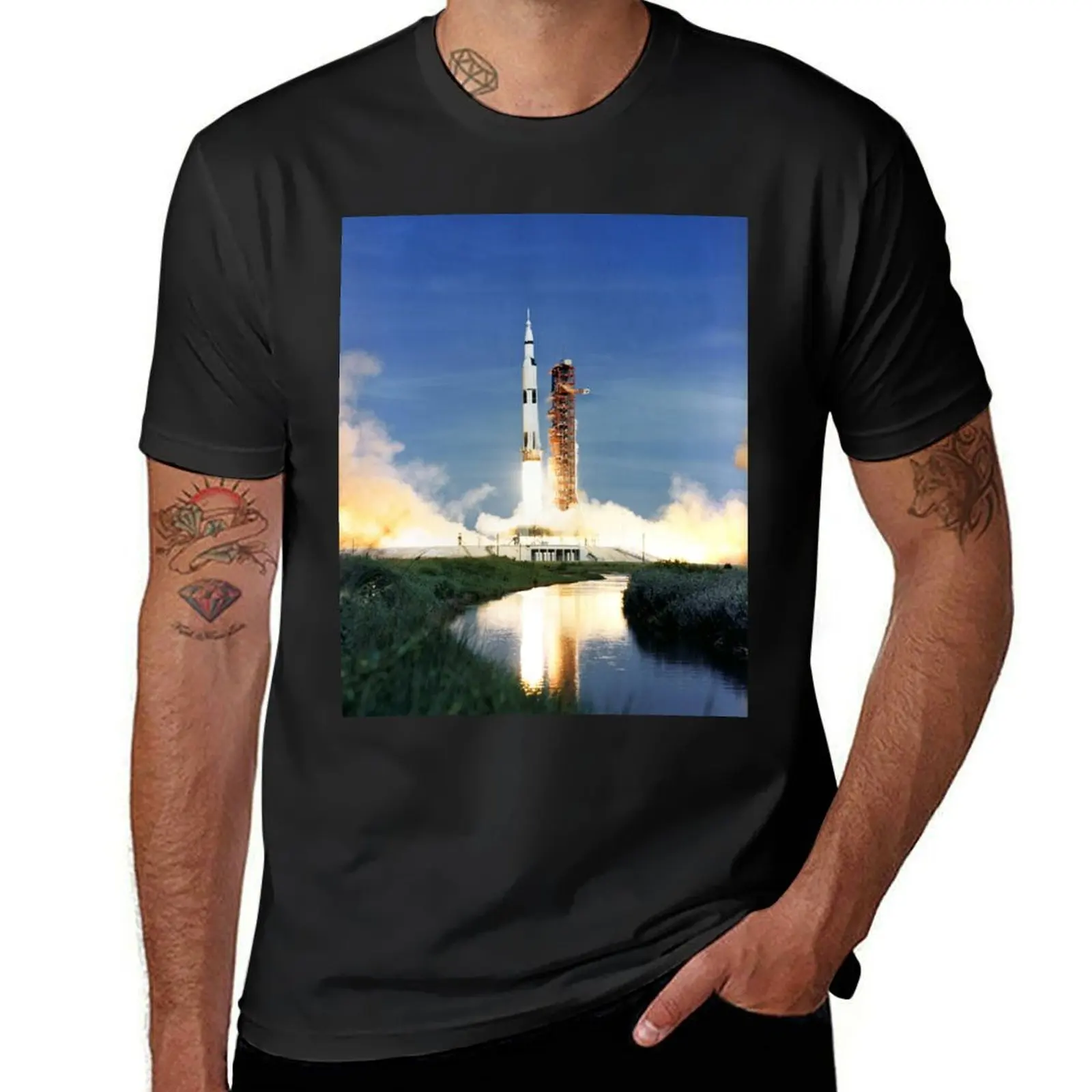 

Saturn V rocket launch T-Shirt graphics heavyweights cute tops mens graphic t-shirts anime