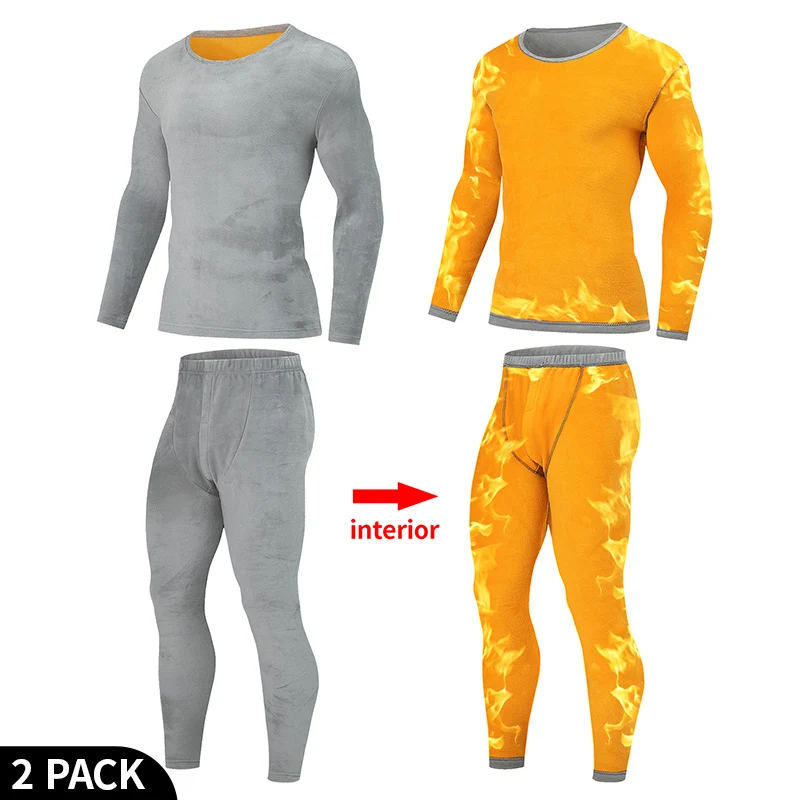 طقم ملابس داخلية دافئة سميكة للرجال للخريف/الشتاء مكون من قطعتين، مخمل مريح مزدوج الجوانب - يمكن ارتداؤه أقل من الصفر #3