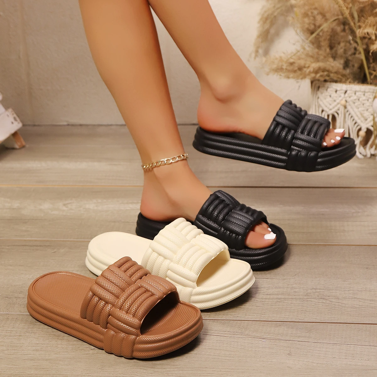 

Женские летние тапочки, обувь на нескользящей подошве, удобная обувь с поддержкой свода стопы, легкие дышащие домашние сандалии, женские шлепанцы