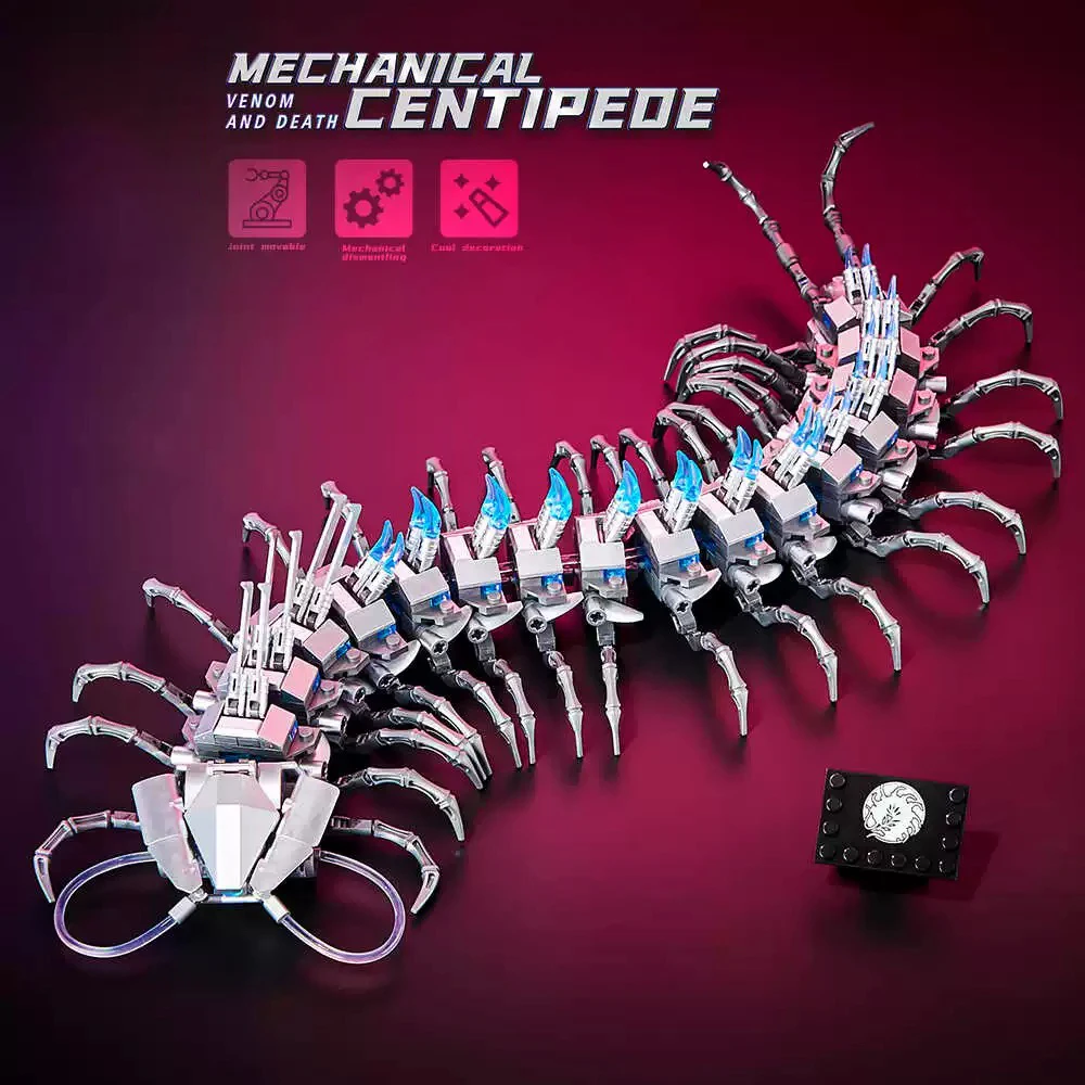 Ideas Series Mechanical Centipede Building Block High-Tech Mechanical Insect Model Bricks Toys For Kid Xmas Gift With Led MOC