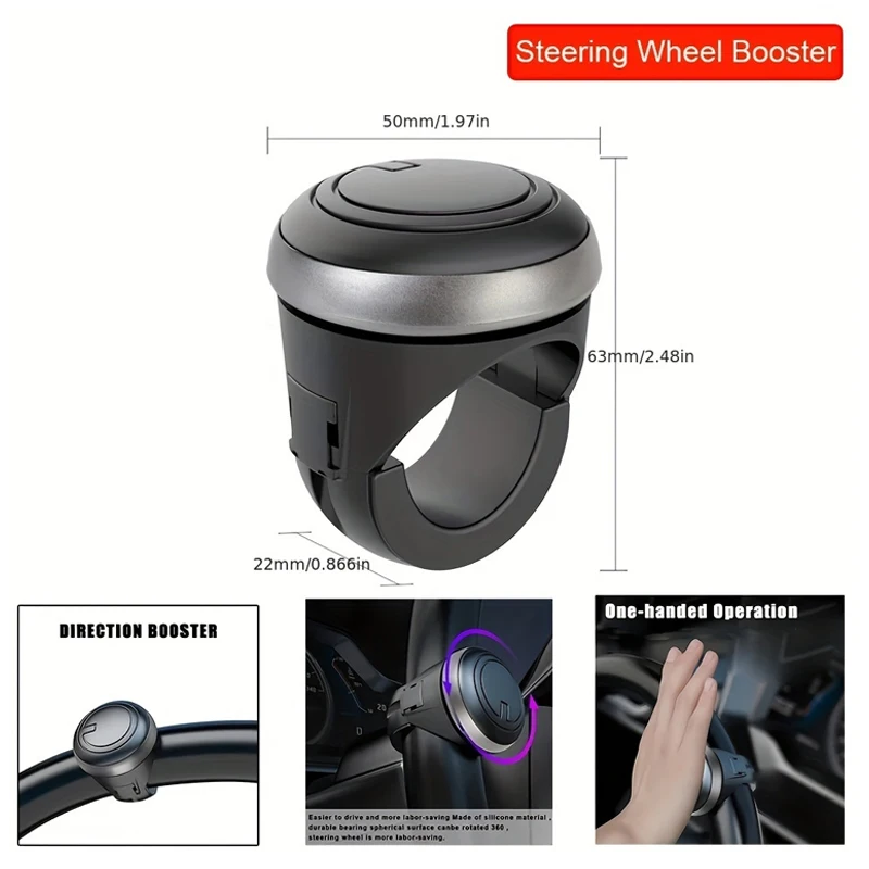 360 Degree Rotation Car Universal Metal Bearing Spinner Knob Ball Shaped Steering Wheel Booster Handle Booster