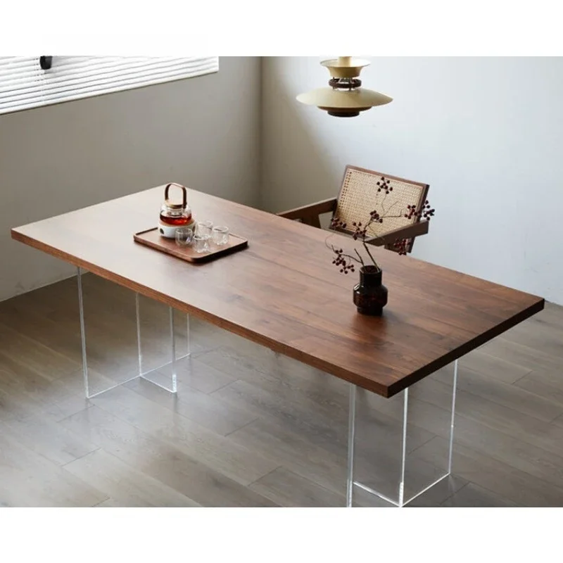 Acrylic dining table, North American black walnut home medium and ancient style suspended dining table