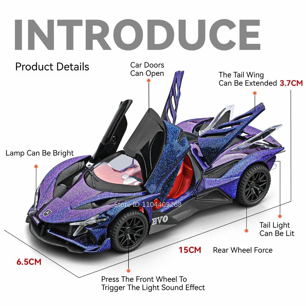 1:32 Schaal Apollo Evo 911GT3 Auto Model Speelgoed Legering Diecast Pull Back Miniatuur Voertuig Geluid Licht Modellen Collectie Geschenken Speelgoed