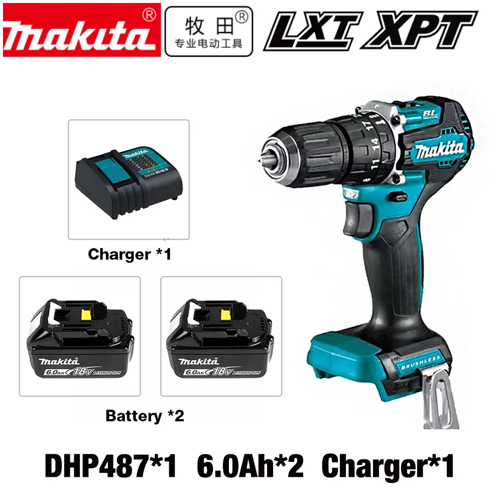 NIEUWE Makita Batterij DHP487 Draadloze slagschroevendraaier Boor Borstelloze elektrische slagschroevendraaier 18V Oplaadbaar elektrisch gereedschap