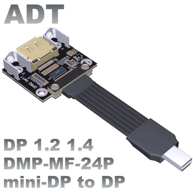 DP Male to Female Extension Cable Mini-Displayport DP1.2 1.4 Angular Flat Thin Graphics card cable