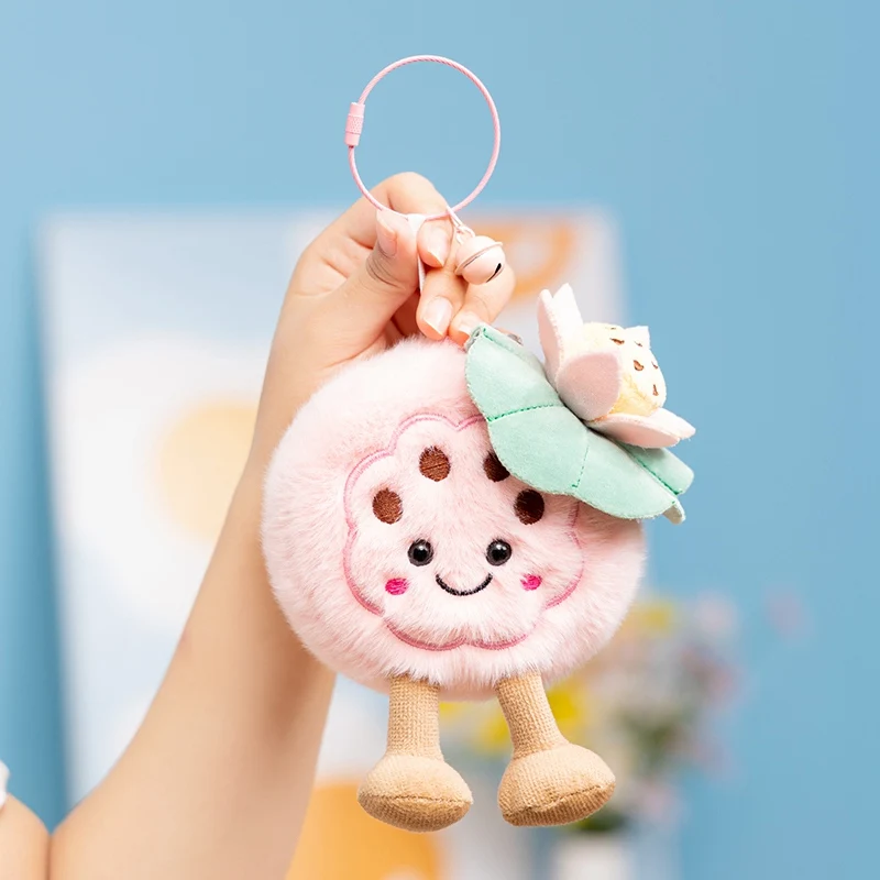 Kawaii 11cm simulação dos desenhos animados anime lótus sobremesa bolo boneca de pelúcia linda planta biscoito pingente artesanal bonecas mochila presentes