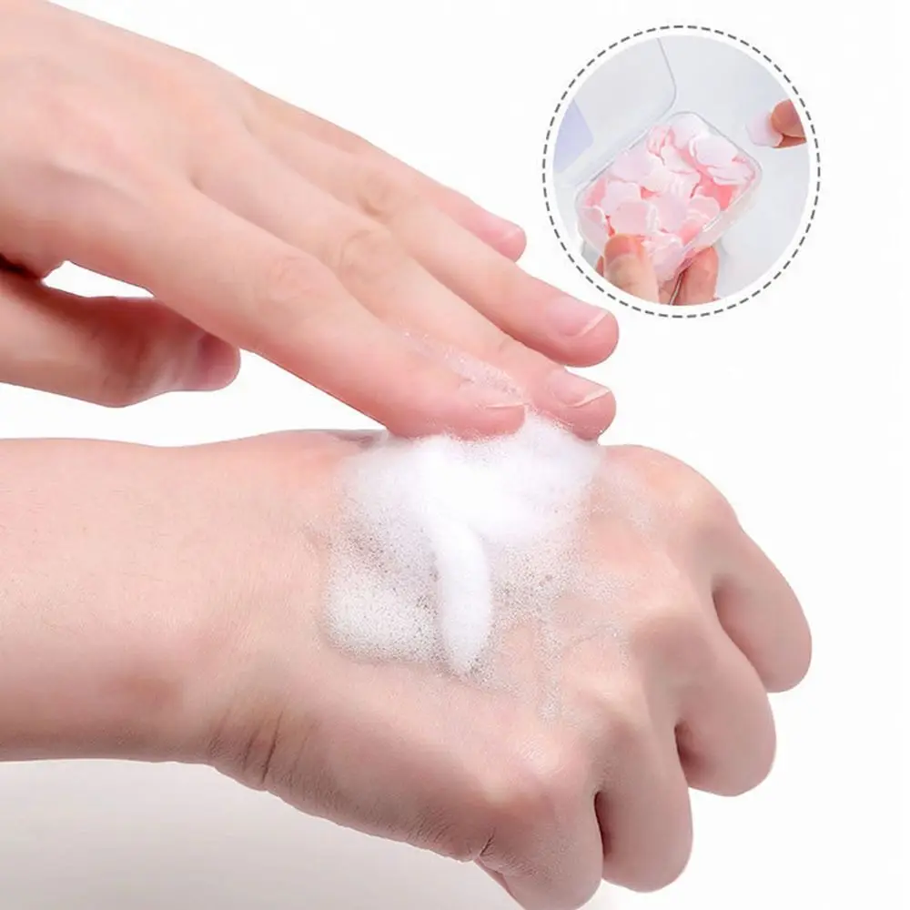 100 pcs Outdoor Portable Soap Sheets Dissolvable Disposable Soap Paper Convenient Mini Hand Washing Soap Children