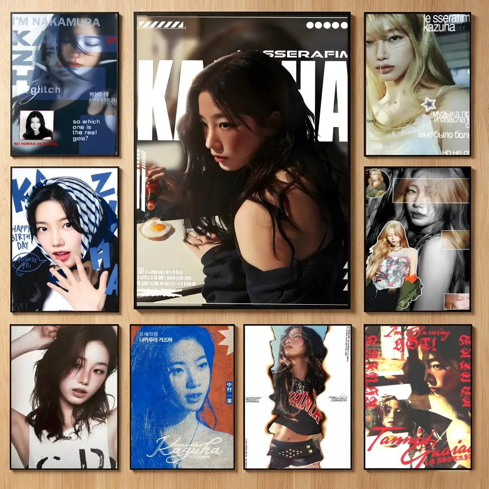 Soft Performer K-Kazuha Poster Classic Self-Adhesive PP Wall Sticker for Living Room Bar Decor Gift