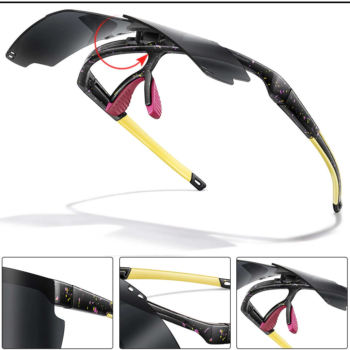 Männer Frauen Flip Auf Sonnenbrille Winddicht Radfahren Brillen Outdoor Sport Laufen Reiten Party MTB Fahrrad Brille UV400 – Detail 3