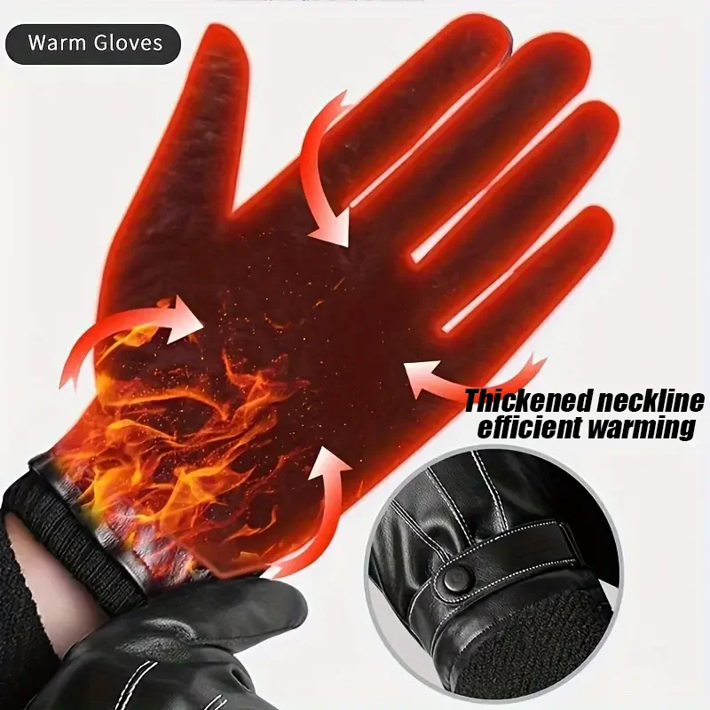 Autumn and Winter Black Gloves - Leather Work Winter Gloves review and price