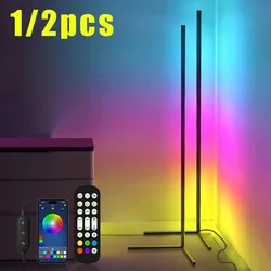 120CM RGB LED Floor Lamp Smart Remote Control Modern Corner Floor Lamp Atmospheric Standing Stand Light Christmas Decor Lighting