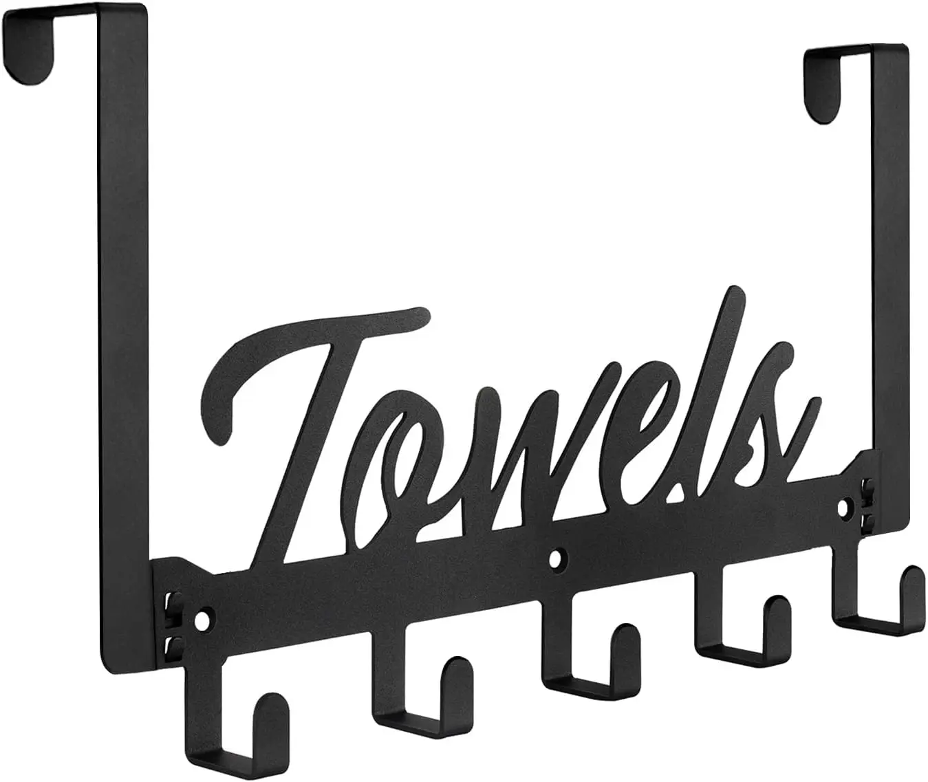 

Over Door Towel Rack with 5 Hooks, Heavy Duty Bathroom Organizer for Bedroom Kitchen, Black