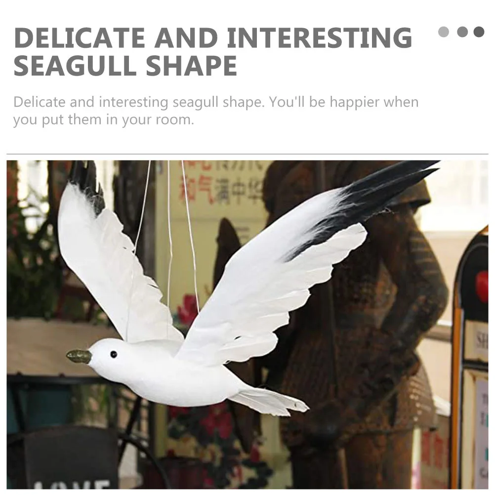 

2pcs Artificial Seagull Ornaments Lifelike Foam Birds Home Garden Party Decoration Mediterranean Style Hanging Decor Simulation