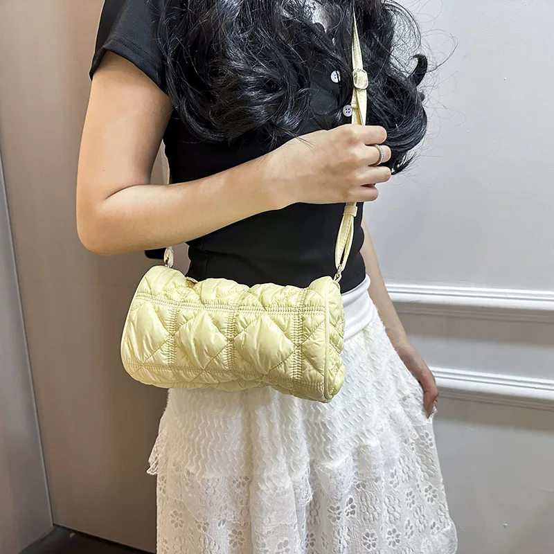 

Korean Nylon Cloud Bags Bubble Cotton Blend Shoulder Crossbody Bags For Women Pleated Purse Handbags Ladies Solid Tote Bags