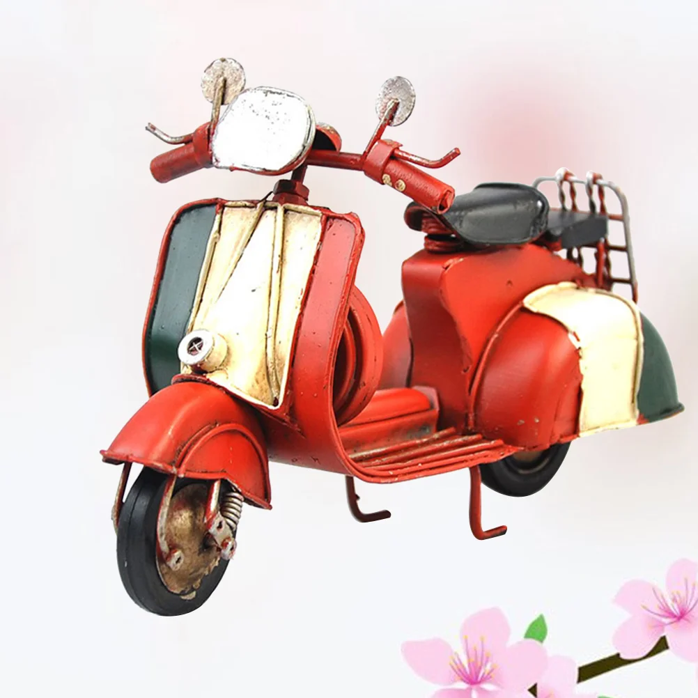 

10 pcs Italian Scooter Model Motorbike Metal Craft Vintage Iron Toy Non Remote Control Model Vehicle Decoration for Home Bar