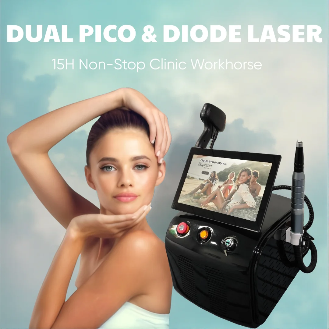 

Professional Diode Laser Hair Removal & Tattoo Removal 2in1 Machine 755nm/1064nm Ice Cooling System Beauty Equipment for Salon H