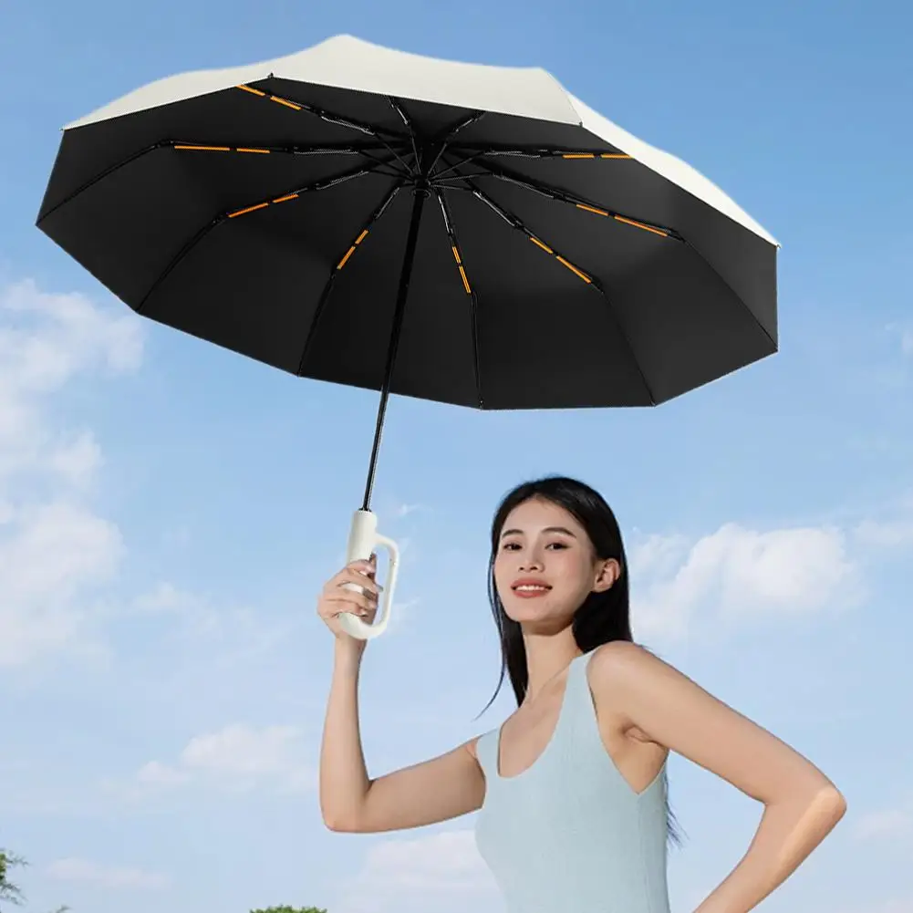 مظلة بإبزيم 23 بوصة 10 عظام كبيرة مظلة أوتوماتيكية بالكامل مظلة قابلة للطي للحماية من الشمس لكل من المطر وأشعة الشمس #1