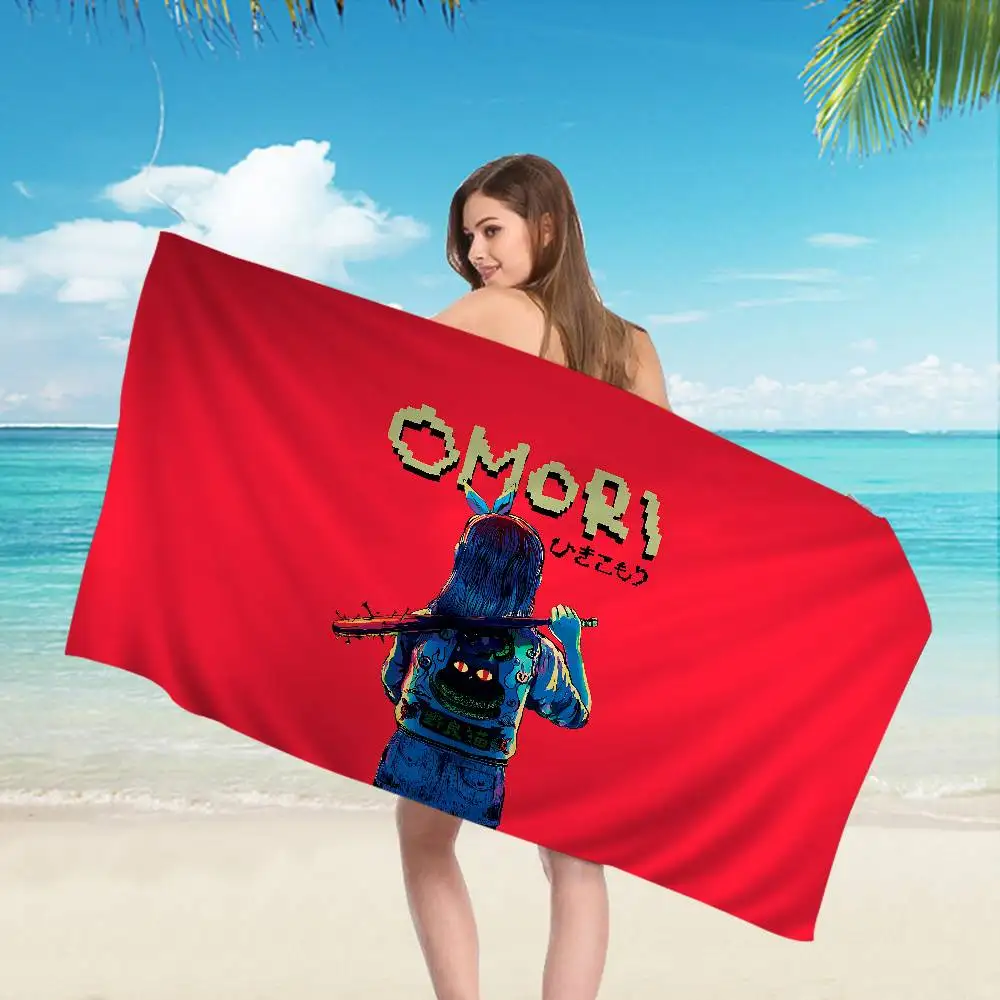 Anime Style Game Omori Microfiber Blanket Quick Drying Beach Towels Oversized Printing Super Absorbent Pool Towel Blanket