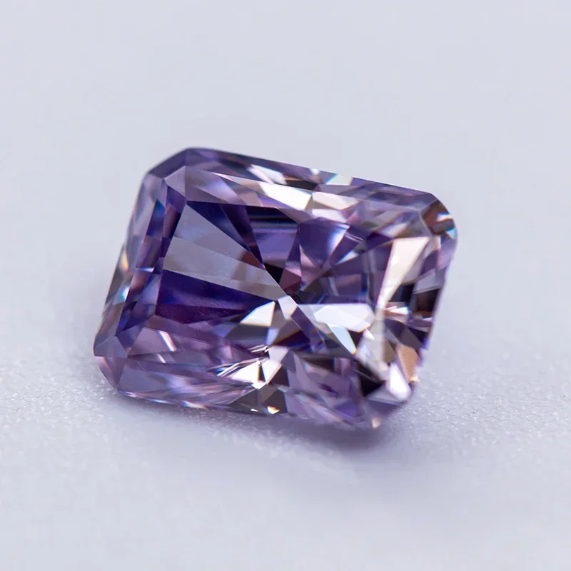 Moissanite Stone Gemstone Radiant Cut Lavender Color Lab Grown Diamond for Charms Jewelry Making Materials with GRA Certificate