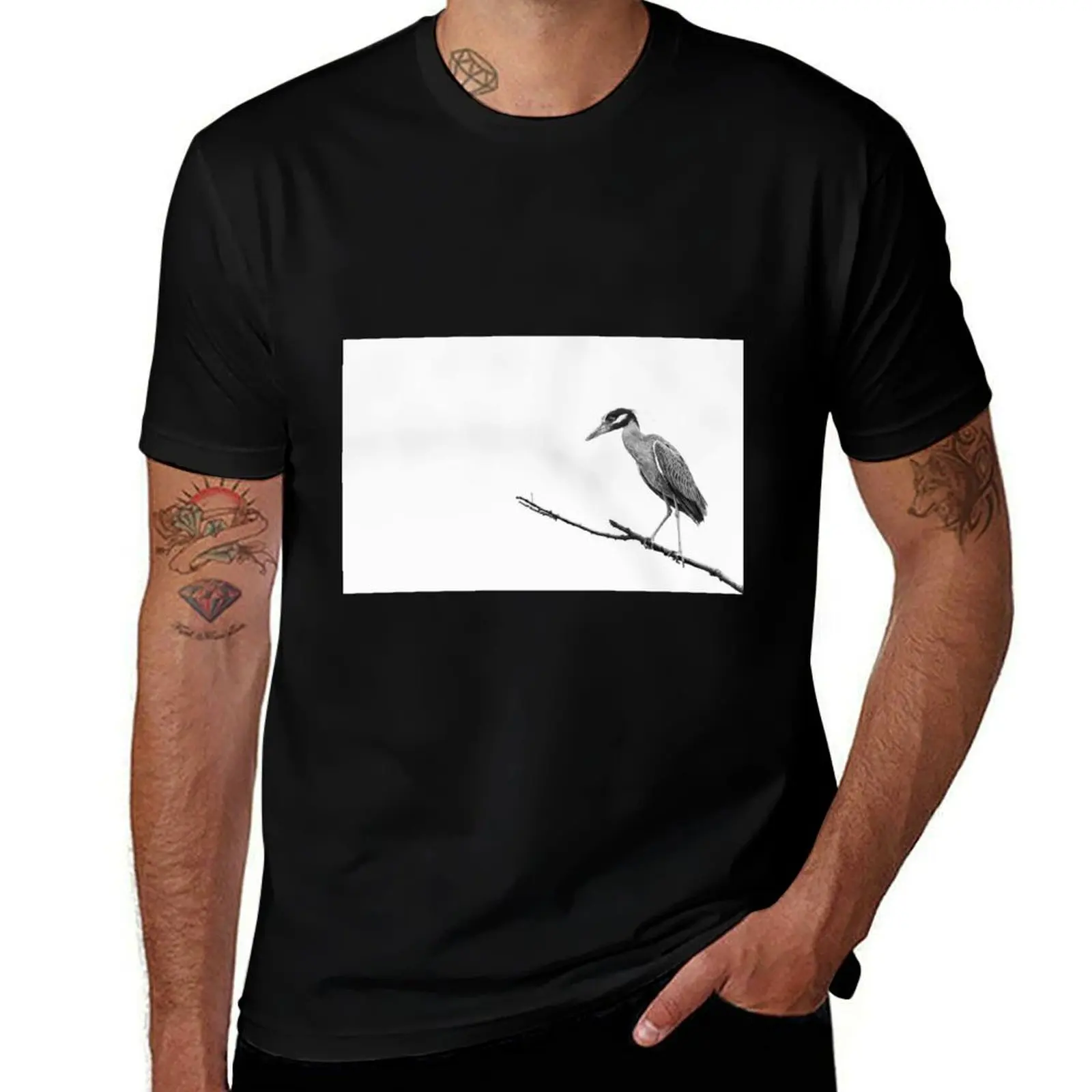

Yellow-crowned night heron T-Shirt graphics Blouse fashion shirts men workout shirt