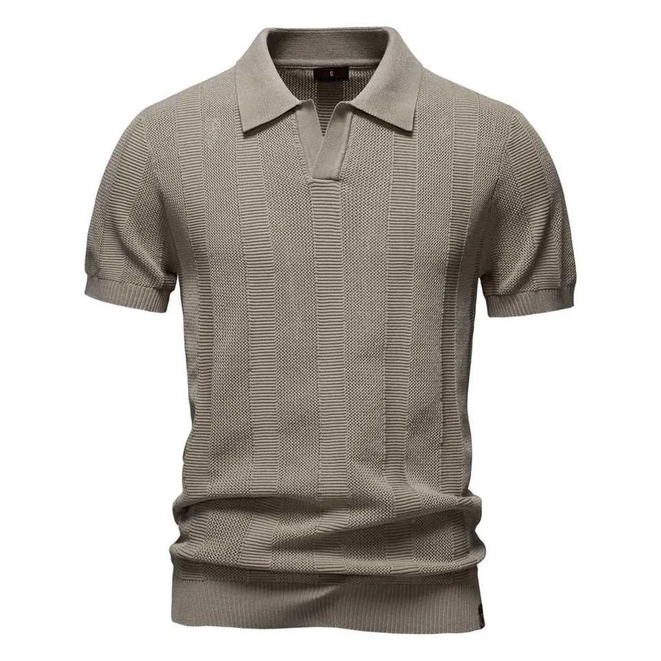 Summer New Fashionable Men's Striped Hollow Short Sleeve European and American Short Sleeve Sweater