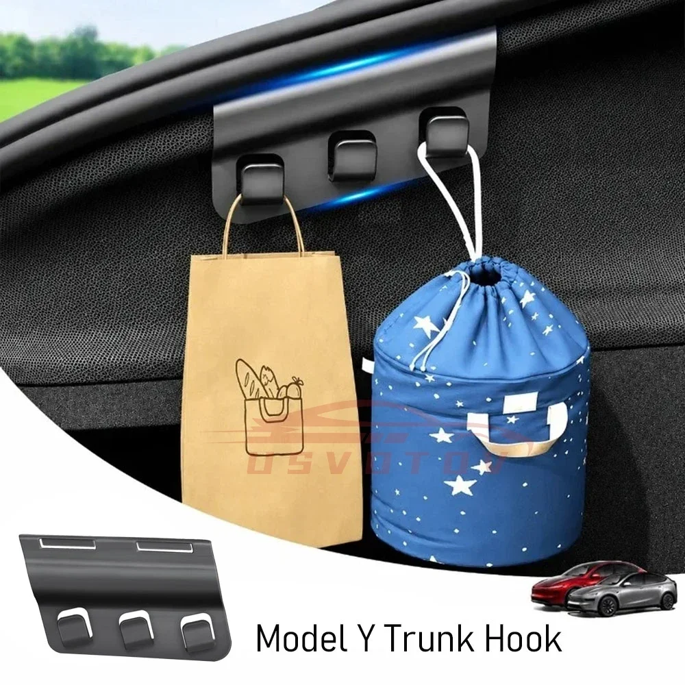 Für Tesla Model Y YL Juniper: Haken für den Kofferraum, Sitzknopf, Halter für Einkaufstaschen, Regenschirmhalter, Aufbewahrungszubehör. – Detail 4